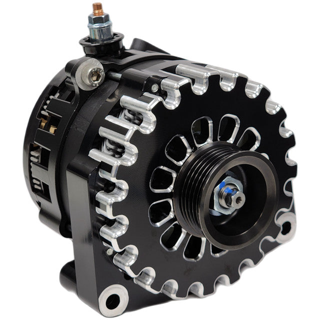 250 Amp Black Billet High Output Alternator for GM 2 pin WITH RVC Bypass 250 Amp Black Billet High Output Alternator for GM 2 pin WITH RVC Bypass