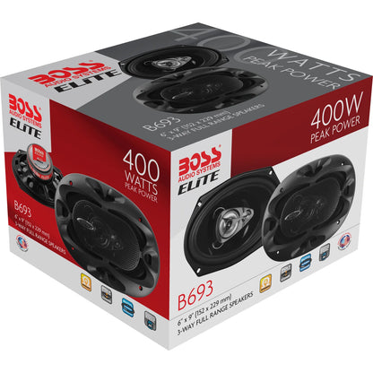 Elite 6" x 9" 3-Way 400W Full Range Speakers. (Sold in Pairs)-B693